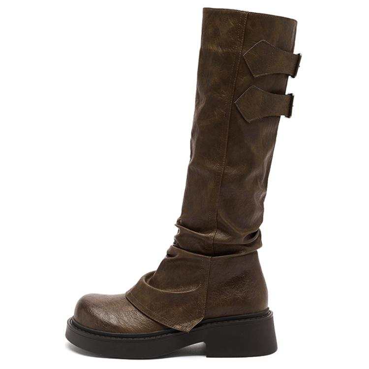 AGSDON Knee high Boots 5CM Women's Brown