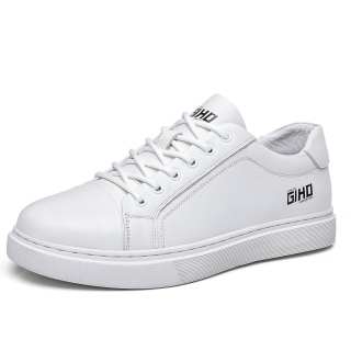 GIHO Cow Split Leather Low top Skateboard Shoes Men's White