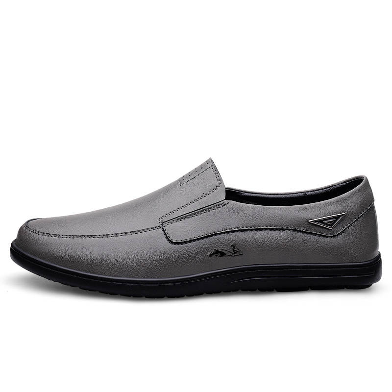 YINGLUNQISHI Cow Split Leather Casual Shoes Men's Gray