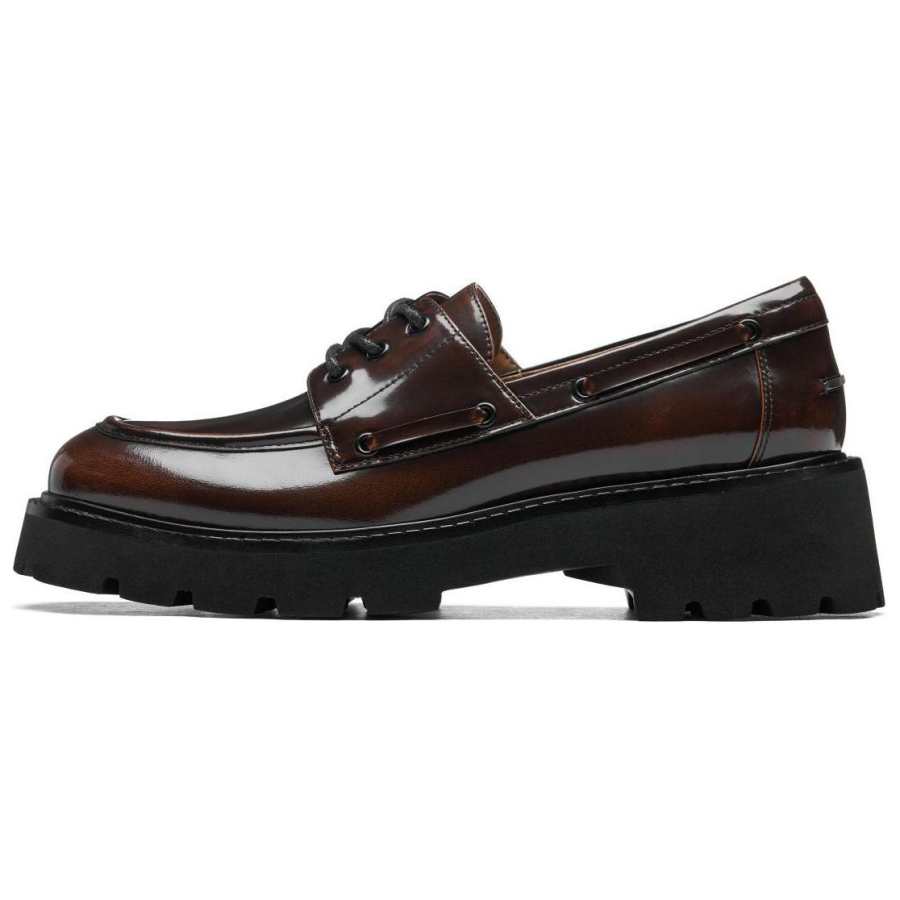 73Hours Flowing Heart Amber Cow Leather Loafers Women's Brown