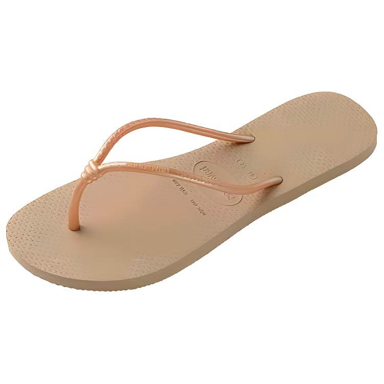 Havaianas Rubber Sole Abrasion Resistant Slip Resistant Flip Flops Women's Gold