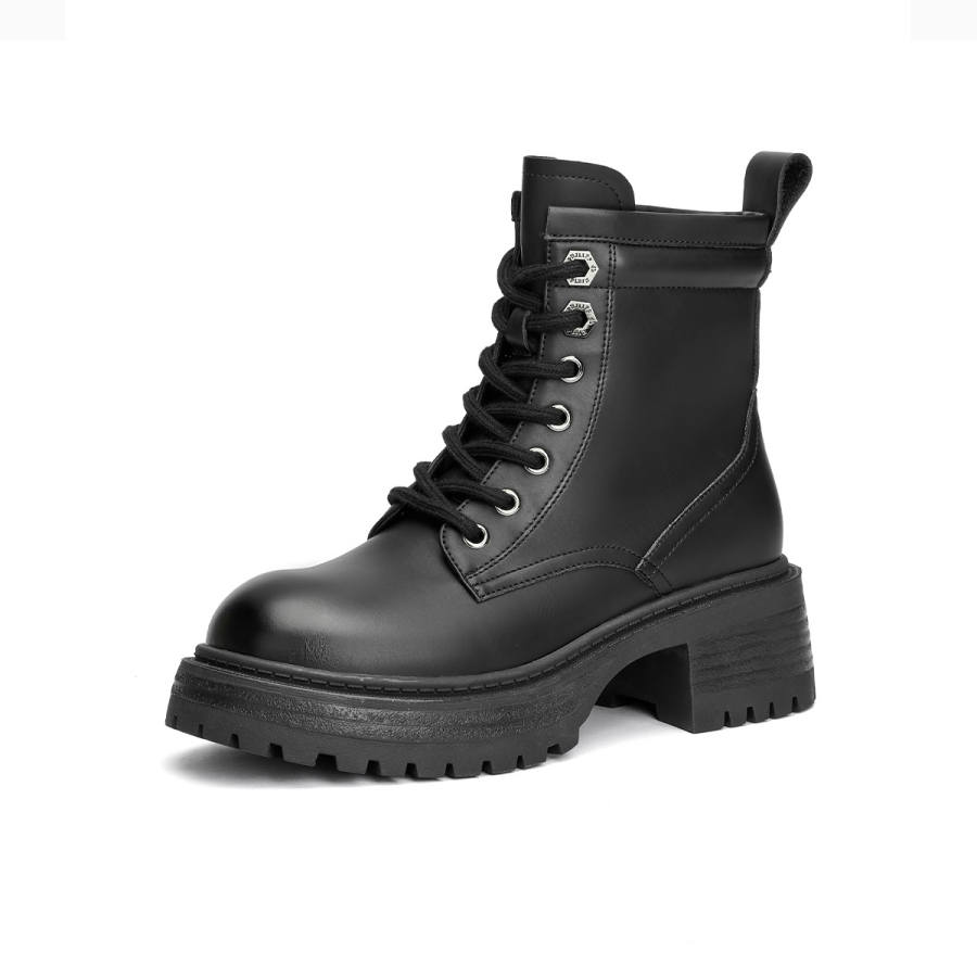 GEMEIQ GEMEIQ PU Short Mid Calf Combat Boots 5.5cm Women's