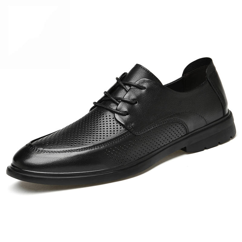 SENJIALUO Top Grain Cow Leather Casual Shoes Men's Black