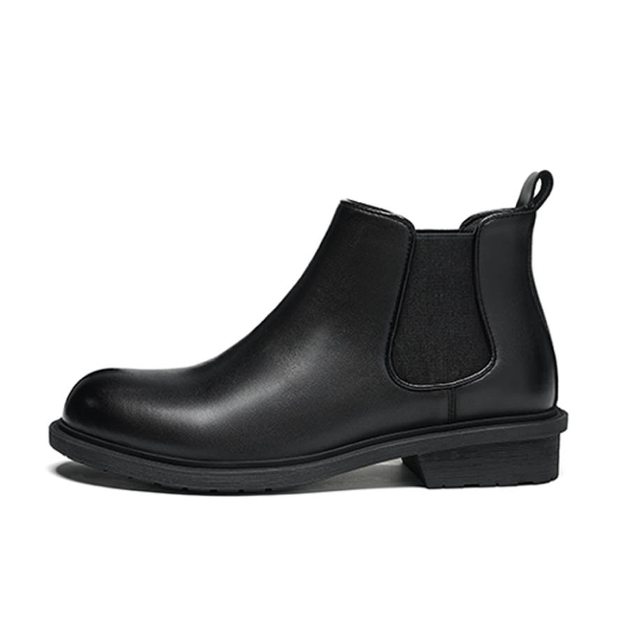 •QUNLANGSHIJIA Cow Leather Short Chelsea Boots Men's