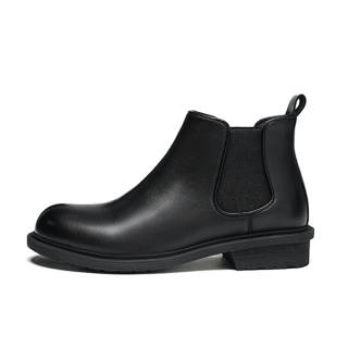 •QUNLANGSHIJIA Cow Leather Short Chelsea Boots Men's