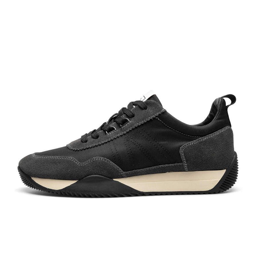D:FUSE SCANDINAVIA D FUSE SCANDINAVIA Textile, Split Cow Leather Slip Resistant Slip Resistant Low top Casual Shoes Men's Black