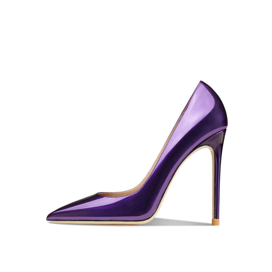 Siwei Patent Leather Slim Heel High Heels Women's Purple