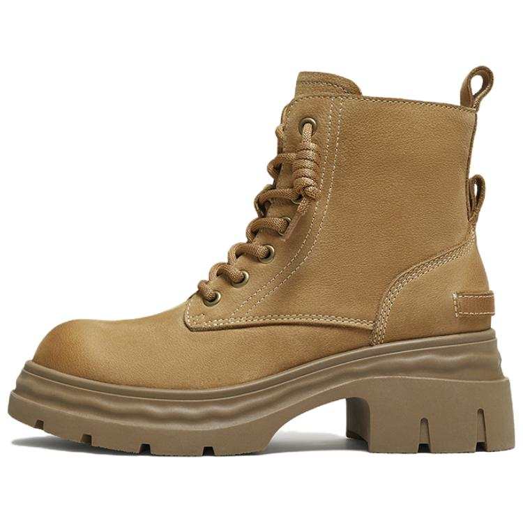 BASTO BASTO Cow Leather Short Combat Boots Medium Heel Women's