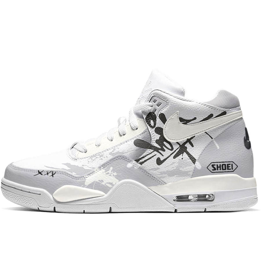 Nike Nike Flight Legacy Trendy, Fleeting Glance Abrasion Resistant Mid top Vintage Basketball Shoes Unisex Black White