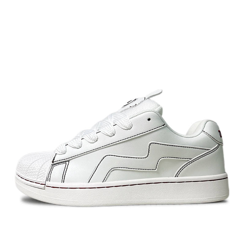 ZUIBANG Microfiber Leather Abrasion Resistant Abrasion Resistant Low top Skateboard Shoes Unisex White