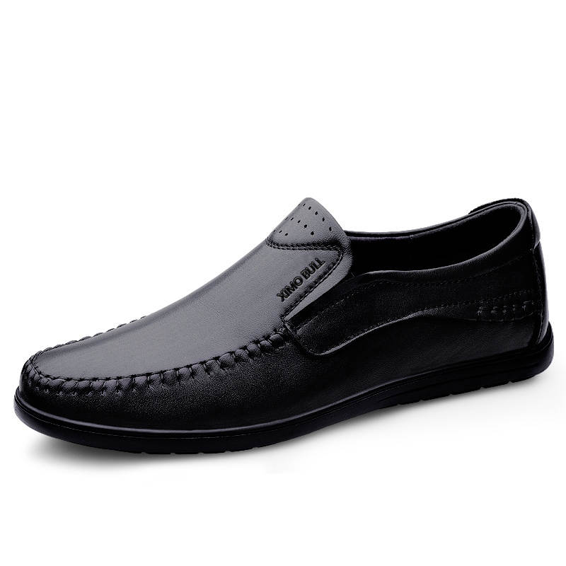XIMO BULL Top Grain Cow Leather Men's Casual Shoes Men's Black