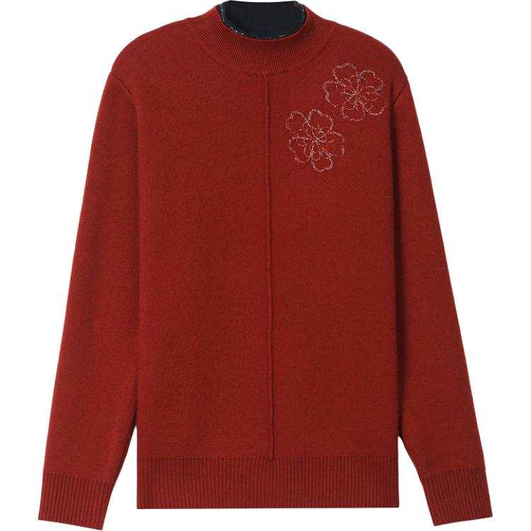Hodo Mom's Outfit Thickened Embroidery Base Layer Fall Winter Top For Middle Aged And Elderly Zodiac Year Knitwear