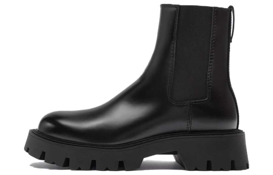 ZARA Leather Short Chelsea Boots Men's Black