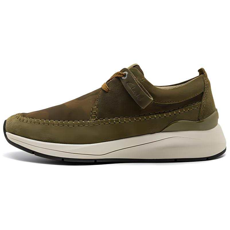 Clarks Cow Split Leather Low top Casual Shoes Men's Green