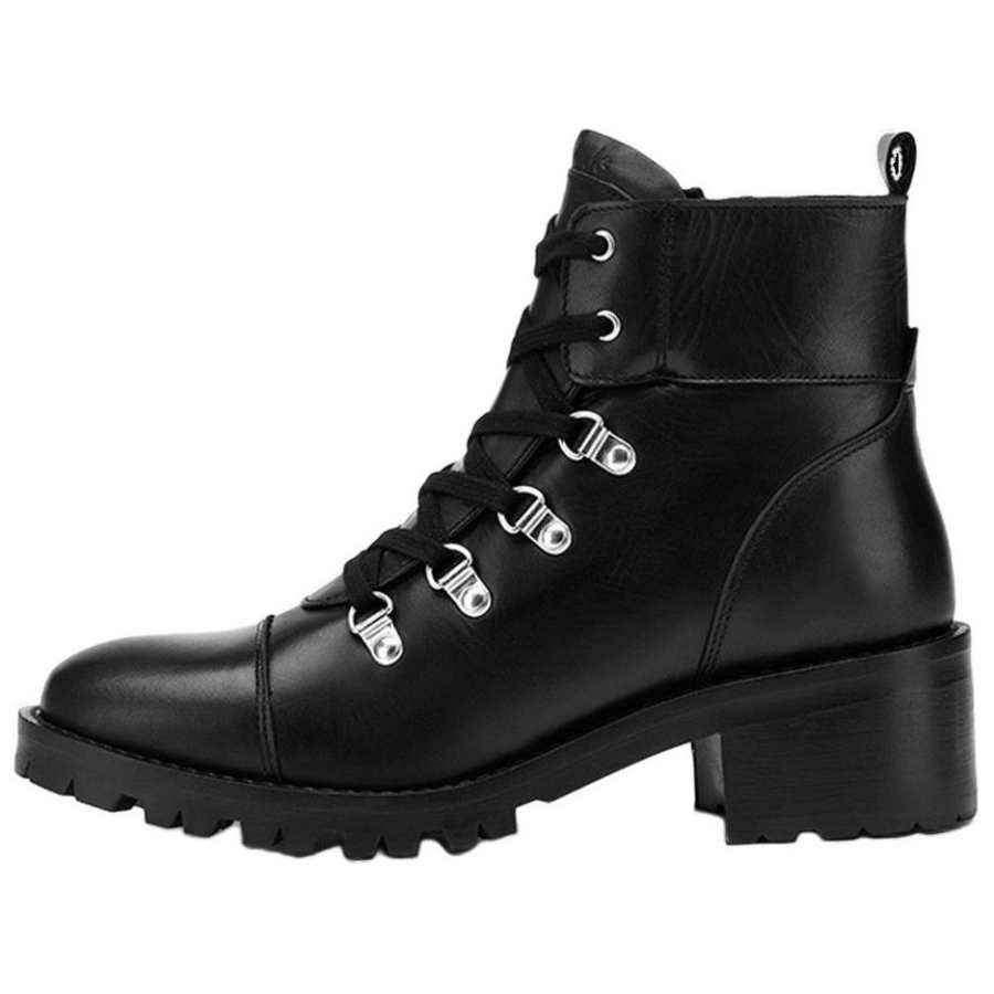 Clarks Cow Leather Short Combat Boots 4cm Women's Black