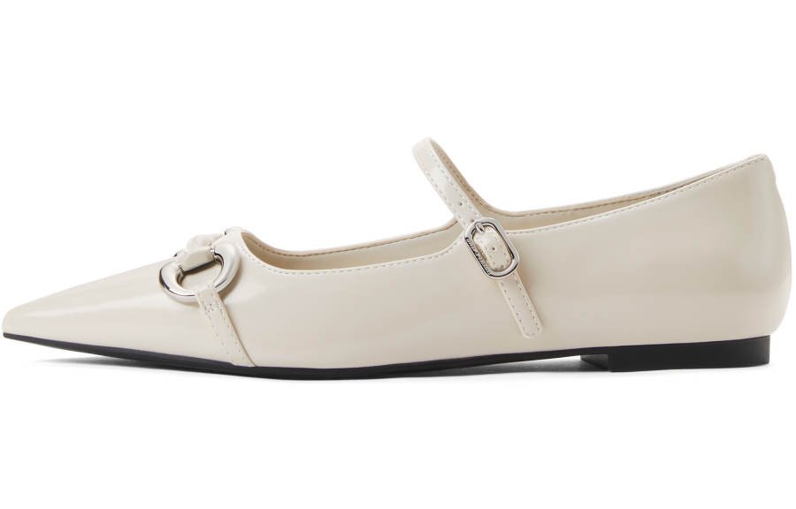 CHARLES&KEITH Small Ck Pu Flat Mary Jane Shoes 1CM Women's Multicolor
