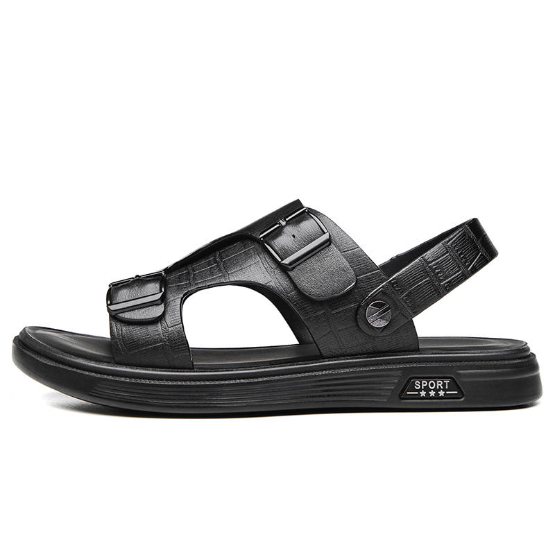 KAQIAODI Cow Leather Beach Sandals Men's
