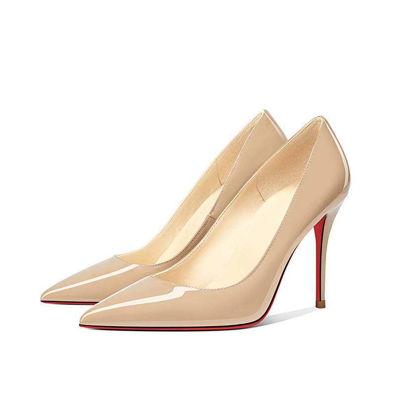 YING YING Patent Leather Slim Heel Innocent Yet Alluring Pointed Toe High Heels 10cm/8cm/6cm Women's Nude