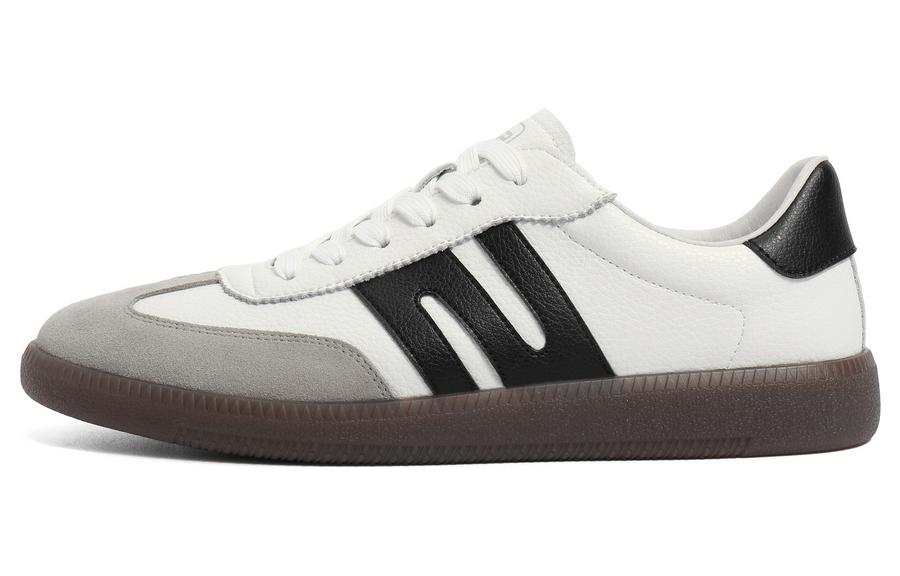 BELLE Slip Resistant Abrasion Resistant Low top Skateboard Shoes Men's White Black