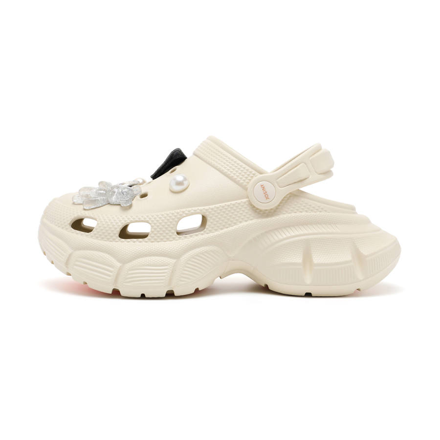 JOSINY Summer Petite Platform Height Increasing 5.8cm Trendy Fashion Lazy Outerwear Slip on EVA Clogs Women's Ecru