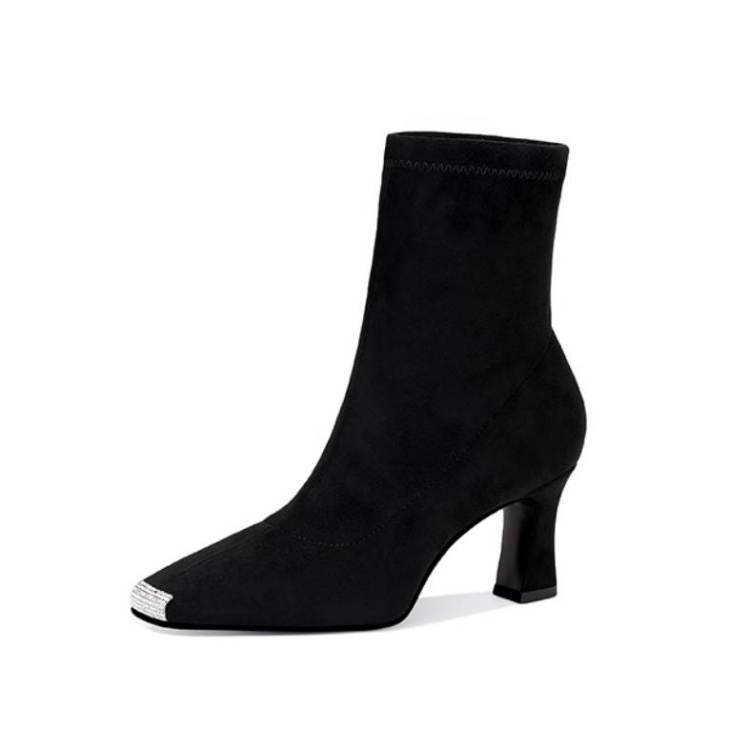 JESSICA SOPHIA Suede Ankle Boots 7cm Women's Black