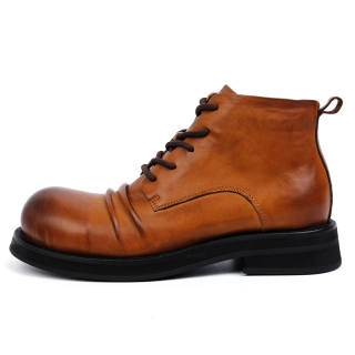 SHENGDAQISHI Top Grain Cow Leather Short Combat Boots Men's
