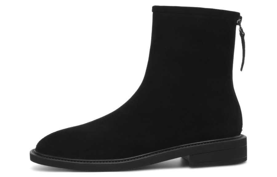 BOERDIQI Sheep Suede Minimalist Style Versatile Comfortable Soft, Fleece Lined Thermal Ankle Boots 3cm Women's