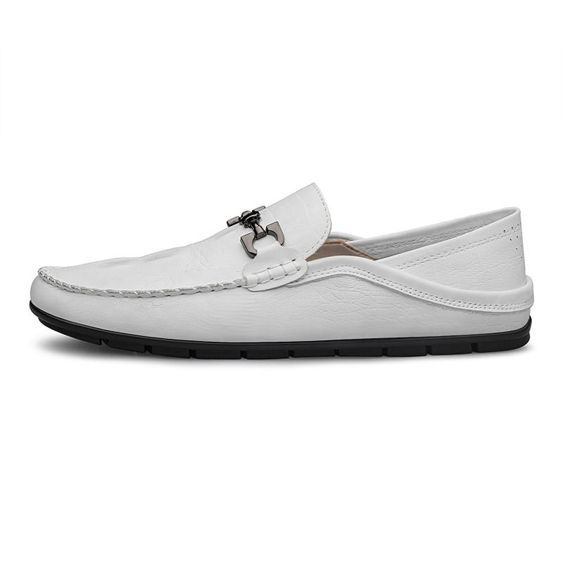 YINGLUNQISHI Cow Leather Casual Shoes Men's White