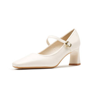 MABEL&CO Microfiber Leather Chunky Heel Mary Jane Shoes 6CM Women's