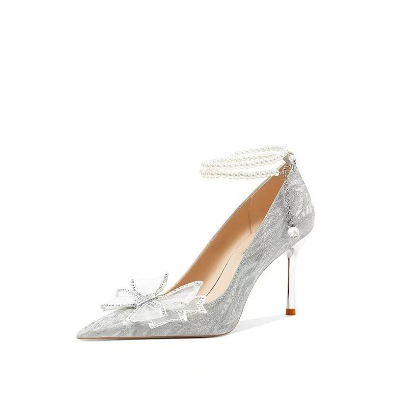 ANGEL BOY Slim Heel High Heels Women's Moon Silver