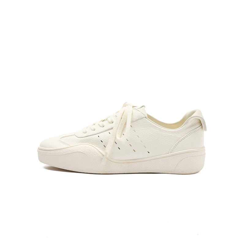 Talitaqoom Cow Leather Low top Skateboard Shoes Women's Ecru