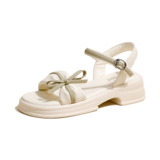 Ouumeis Microfiber Leather One Strap Sandals 4cm Women's
