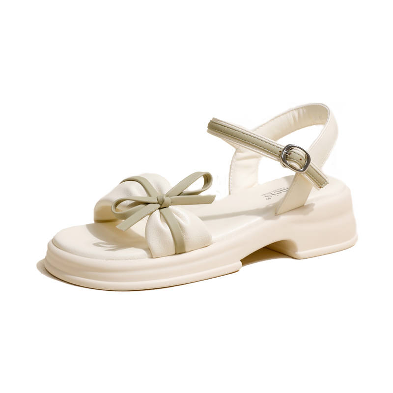 Ouumeis Ouumeis Microfiber Leather One Strap Sandals 4cm Women's