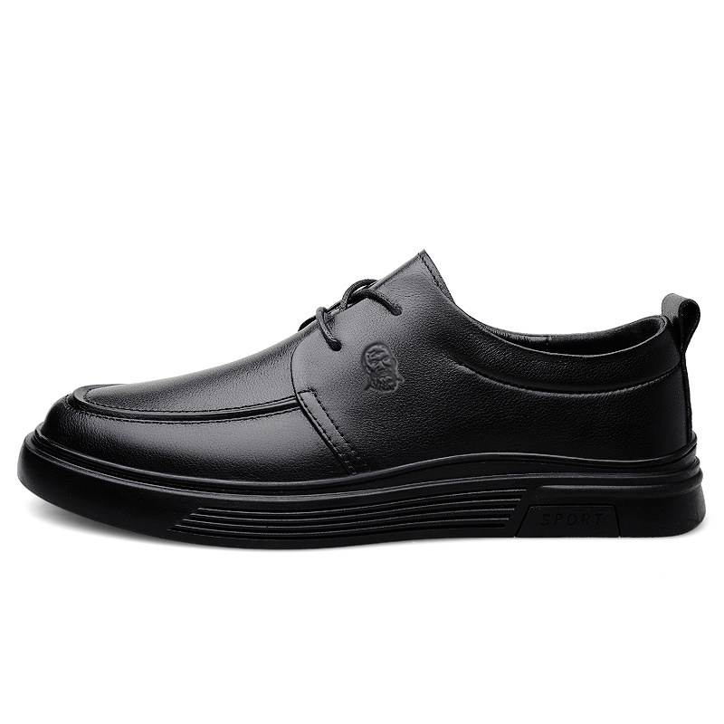 LAORENTOU Top Grain Cow Leather Casual Shoes Men's Black