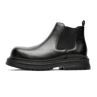 KAQIAODI Microfiber Leather Short Chelsea Boots Men's Black