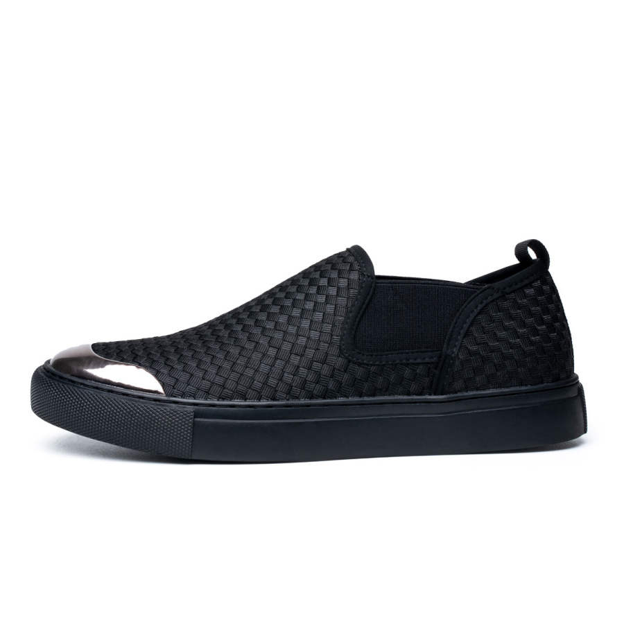 SHOUBA Fabric Slip Resistant Low top Casual Shoes Men's Black