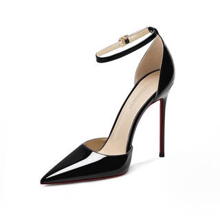 LUNNIFEIYA Pu Slim Heel High Heels Women's Black