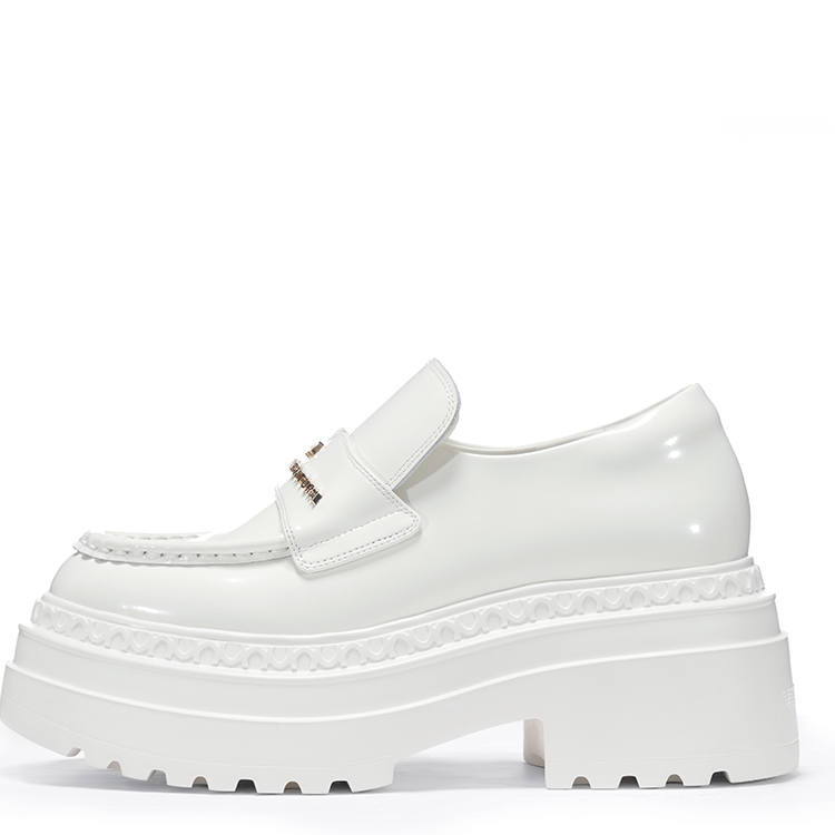 VITTORIO VENTURA Cow Leather Chunky Heel High Heels 8.5cm Women's White