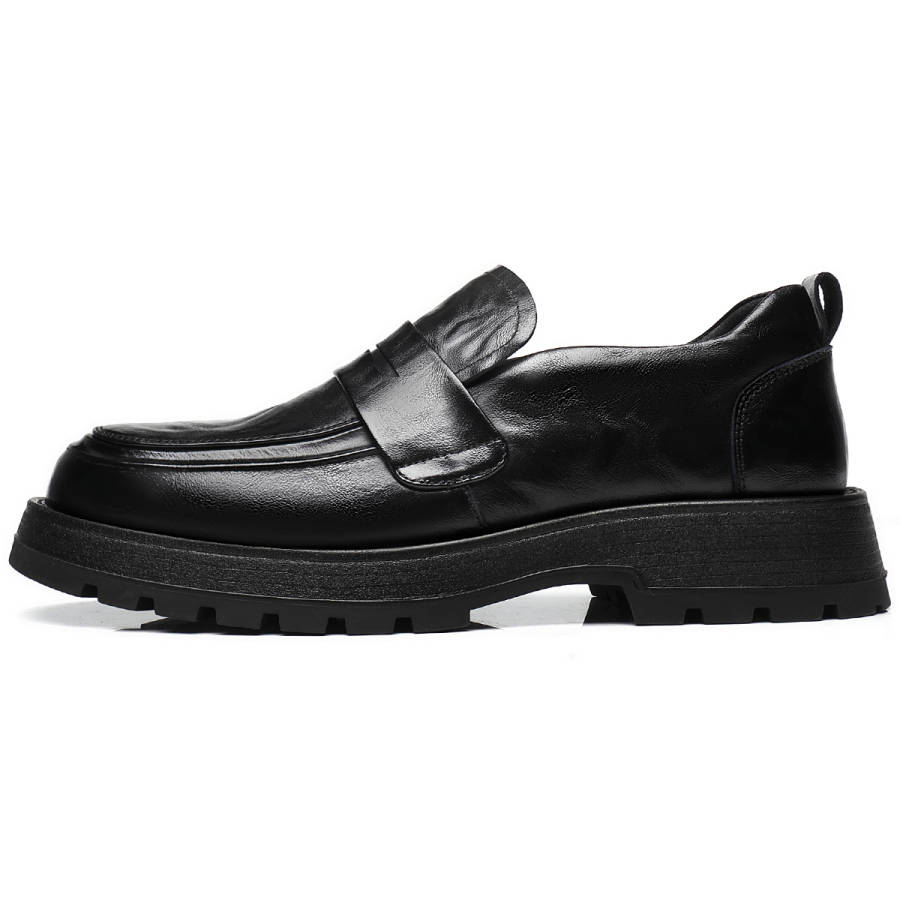 15 MINS Top Grain Cow Leather Casual Shoes Men's Black