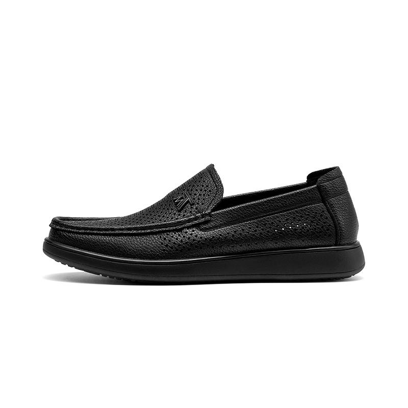 JOSINY Casual Leather Shoes Men's Low Top Black