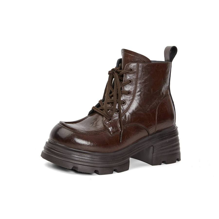 PT'SON PT'SON Cow Split Leather 11.5cm Combat Boots Women's