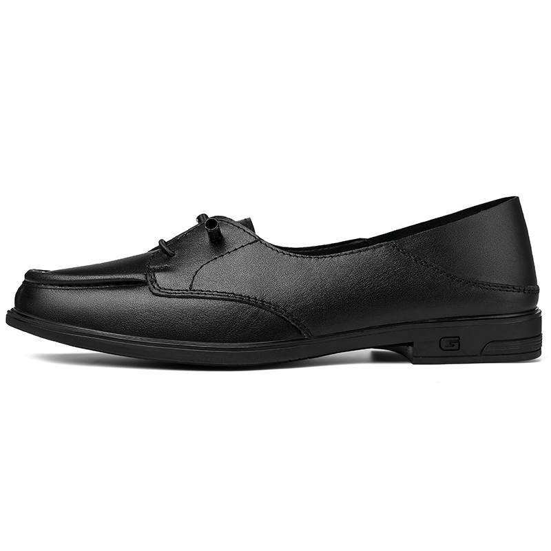 DAOTUSEN Top Grain Cow Leather Casual Shoes Men's Black
