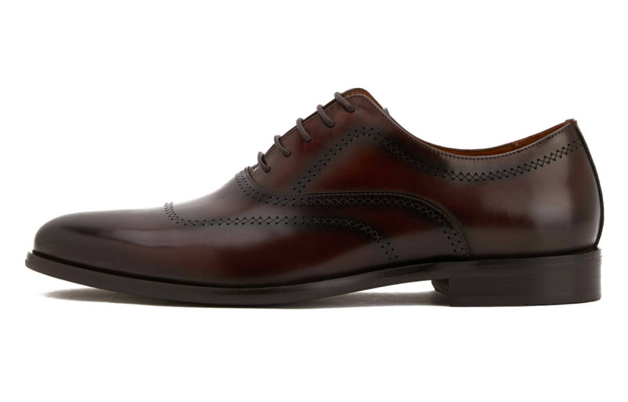 PEDRO Top Grain Cow Leather British Style Dress Shoes Men's Dark Umber