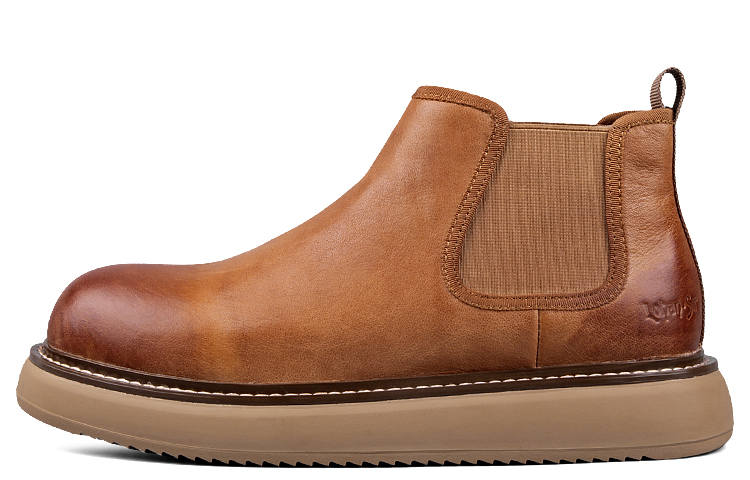 LOHAN·SIR Top Grain Cow Leather Short Chelsea Boots Platform Men's