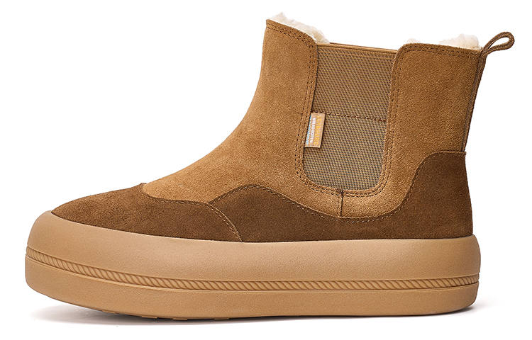 Joy&Mario Joy&Mario Split Cowhide, Cold Resistant, Thermal Fleece Lined, Versatile Platform Short Chelsea Boots Women's