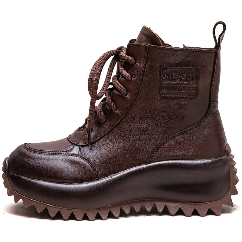 JIEZHOU Top Grain Cow Leather Ankle Boots Women's