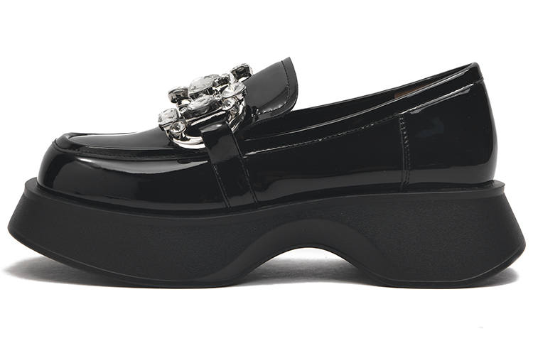 CAMEIDO Leather Platform Shoes Women's Black