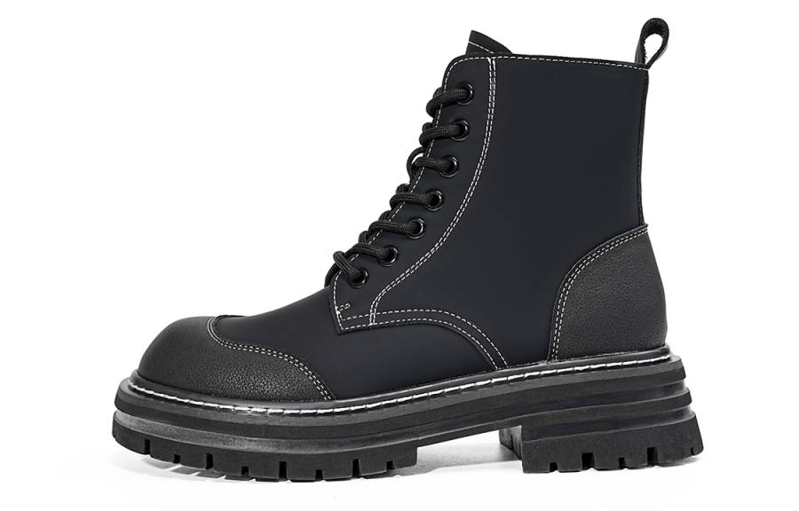 EBLAN EBLAN Leather Ankle Length Combat Boots Women's Black