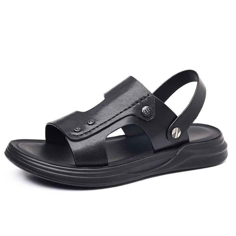 KAQIAODI Beach Sandals Men's Black/Khaki