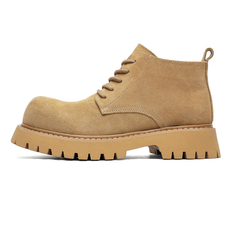 WEISHIBANGWEI WEISHIBANGWEI Cow Suede Short Combat Boots Men's Yellow